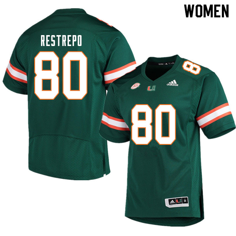 Women #80 Xavier Restrepo Miami Hurricanes College Football Jerseys Sale-Green